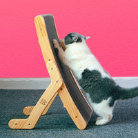 HKM-1234877 Durable Corrugated Cat Scratch Board with Solid Wood Frame - 55 x 32.5 x 13 cm