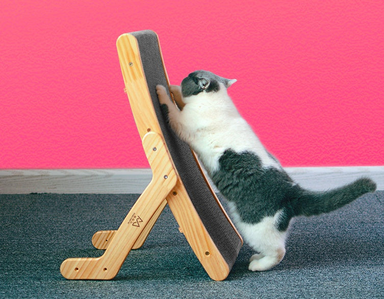 HKM-1234877 Durable Corrugated Cat Scratch Board with Solid Wood Frame - 55 x 32.5 x 13 cm