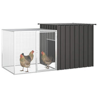 HKM-1236285 Galvanized Steel Chicken Coop - Anthracite 200x91x100 cm with Secure Gate and Easy Assembly