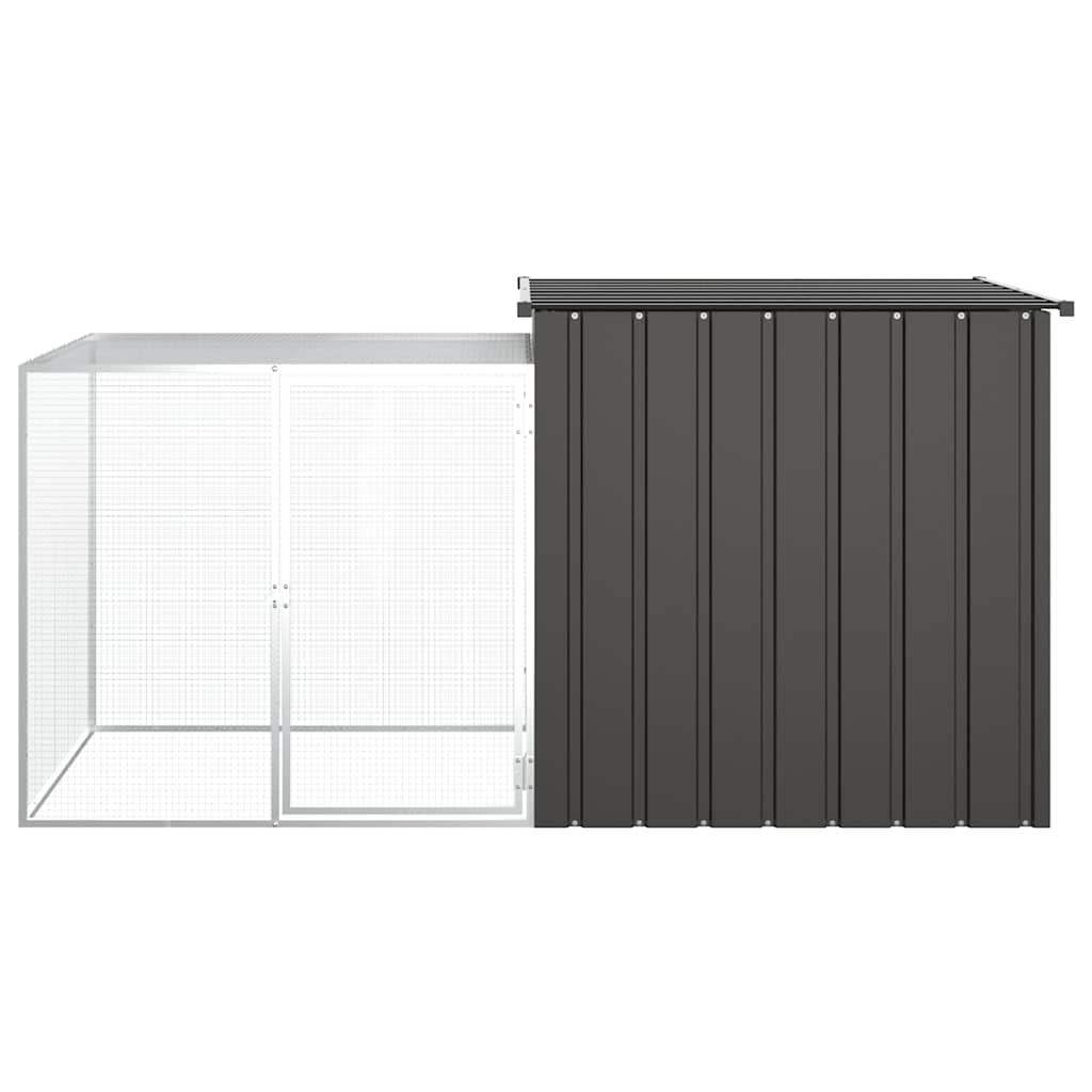 HKM-1236285 Galvanized Steel Chicken Coop - Anthracite 200x91x100 cm with Secure Gate and Easy Assembly