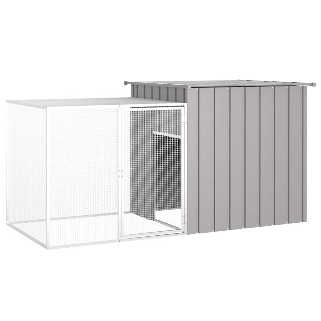 HKM-1236285 Galvanized Steel Chicken Coop - Anthracite 200x91x100 cm with Secure Gate and Easy Assembly