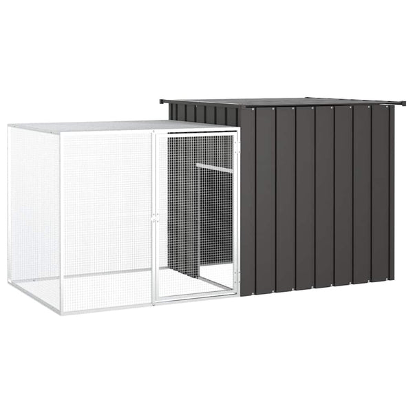 HKM-1236285 Galvanized Steel Chicken Coop - Anthracite 200x91x100 cm with Secure Gate and Easy Assembly