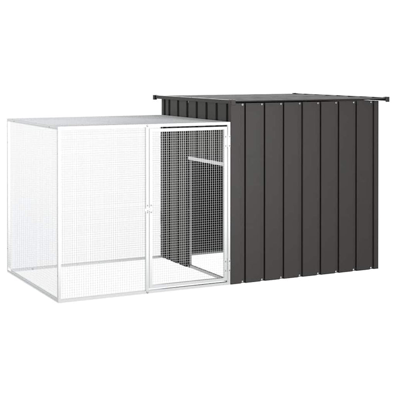 HKM-1236285 Galvanized Steel Chicken Coop - Anthracite 200x91x100 cm with Secure Gate and Easy Assembly