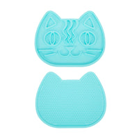 HKM-1238461 Double-Sided Slow Feed Licking Mat for Cats and Small Dogs in Macaron Green, Delicious Purple, Coral Red