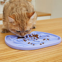 HKM-1238461 Double-Sided Slow Feed Licking Mat for Cats and Small Dogs in Macaron Green, Delicious Purple, Coral Red
