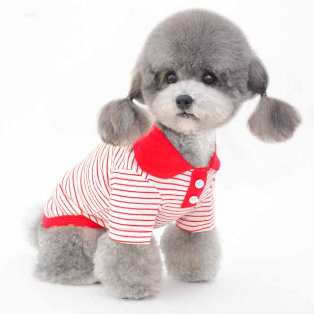 HKM-1238845 Colorful Striped Polo Shirt for Pets - Cotton/Spandex Blend
