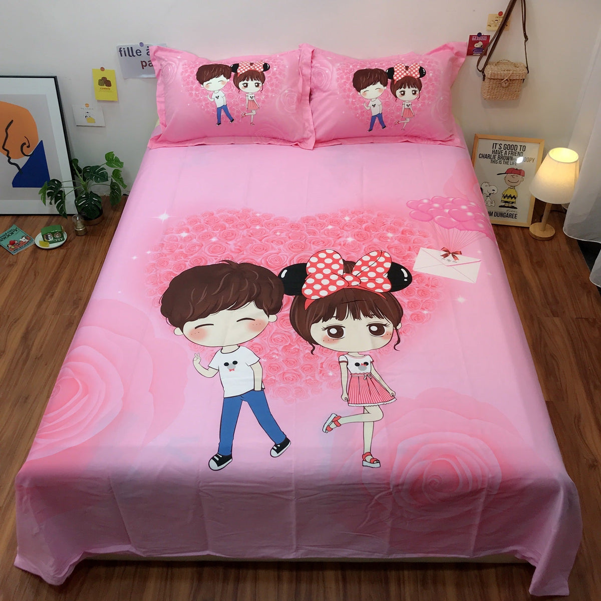 HKM-123923 Cartoon-Themed Cotton Bed Sheet Set for Kids - Multiple Designs and Sizes Available