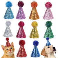HKM-1239485 Pet Birthday Party Pointed Fur Ball Hats - 10 Colors in Various Sizes