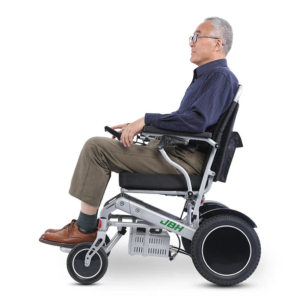 HKM-1667539 Portable Folding Electric Wheelchair Dual 180W Motors 24V 12Ah Battery 12.4 Mile Range 265 lb Capacity Aluminum