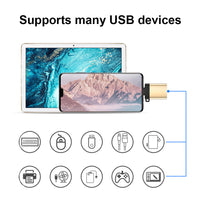 HKM-123987 Type-C to USB 3.0 Female Adapter with Lanyard - Available in Black, Silver, Gold, and Rose Gold