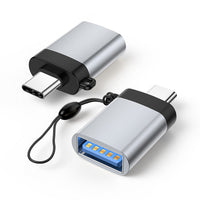HKM-123987 Type-C to USB 3.0 Female Adapter with Lanyard - Available in Black, Silver, Gold, and Rose Gold