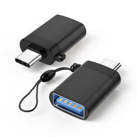 HKM-123987 Type-C to USB 3.0 Female Adapter with Lanyard - Available in Black, Silver, Gold, and Rose Gold