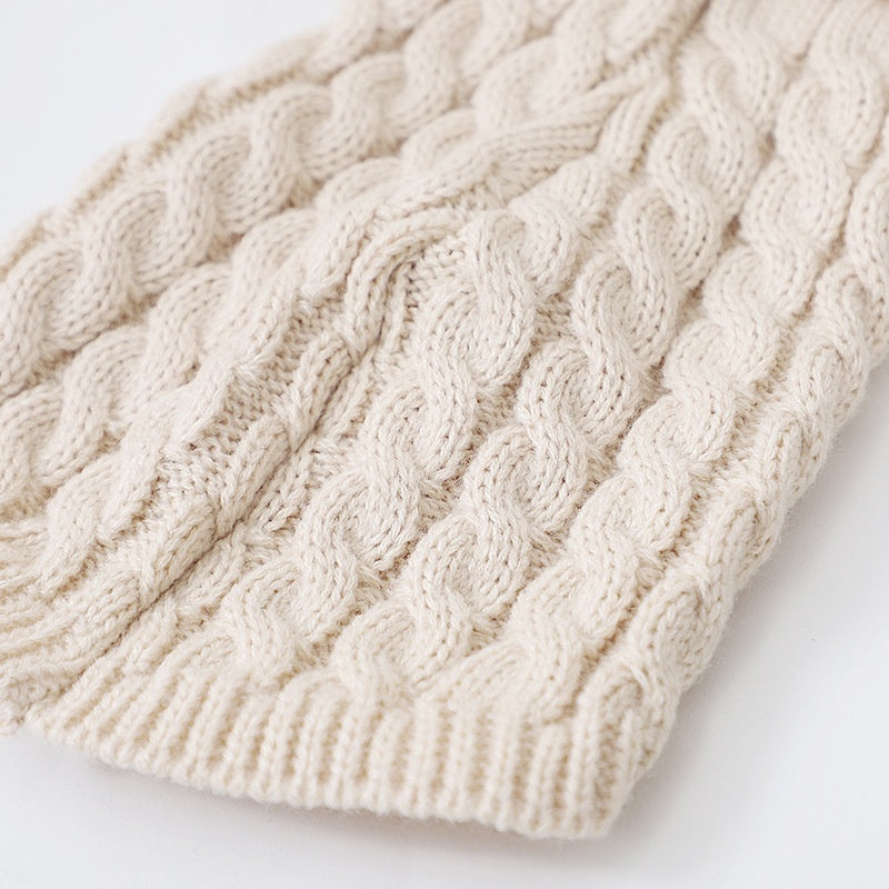 HKM-1240253 Cozy Cable-Knit Pet Sweater in Black, Wine Red, White, and Khaki