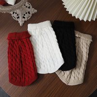 HKM-1240253 Cozy Cable-Knit Pet Sweater in Black, Wine Red, White, and Khaki