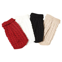 HKM-1240253 Cozy Cable-Knit Pet Sweater in Black, Wine Red, White, and Khaki