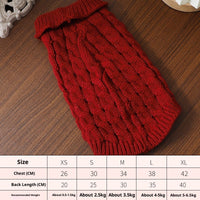 HKM-1240253 Cozy Cable-Knit Pet Sweater in Black, Wine Red, White, and Khaki
