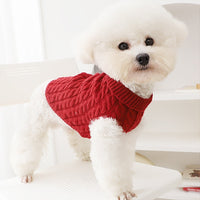 HKM-1240253 Cozy Cable-Knit Pet Sweater in Black, Wine Red, White, and Khaki