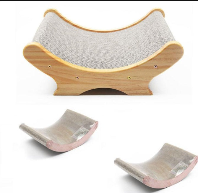 HKM-1240637 U-Shaped Cat Scratching Post and Toy - Corrugated Cardboard Bed for Cats