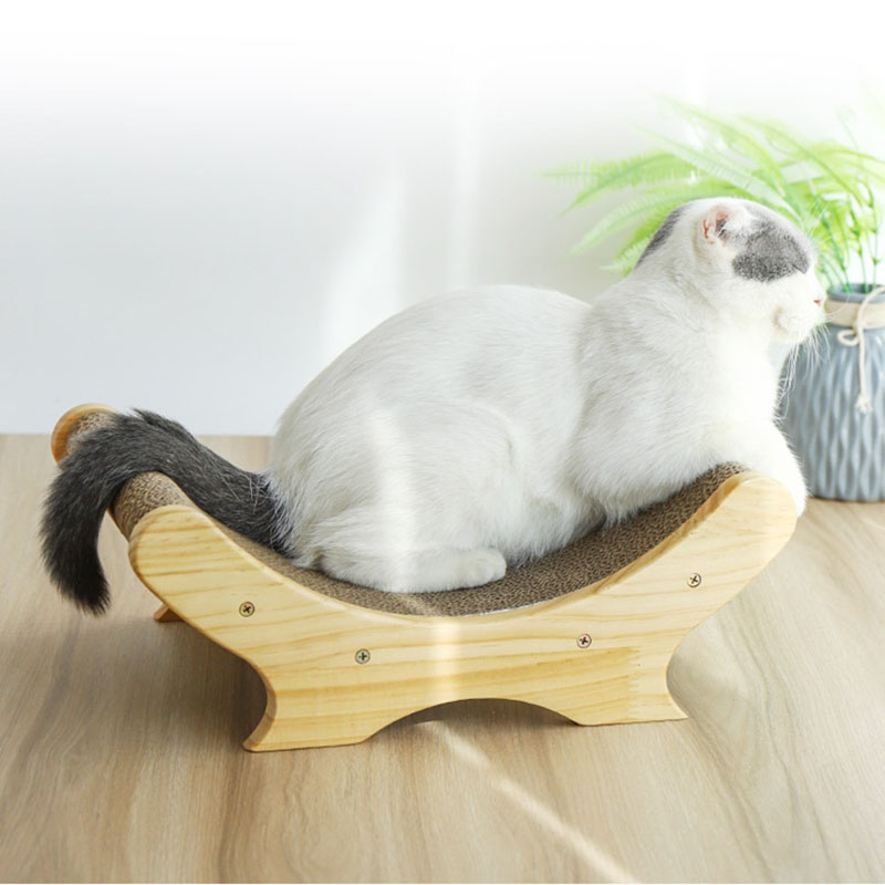 HKM-1240637 U-Shaped Cat Scratching Post and Toy - Corrugated Cardboard Bed for Cats