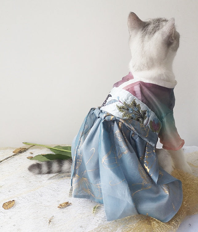 HKM-1241021 Spring Breeze Cat Hanfu Costume in Ripe Lychee Color - Perfect for Stylish Pets