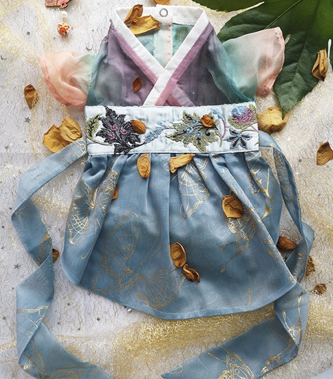 HKM-1241021 Spring Breeze Cat Hanfu Costume in Ripe Lychee Color - Perfect for Stylish Pets