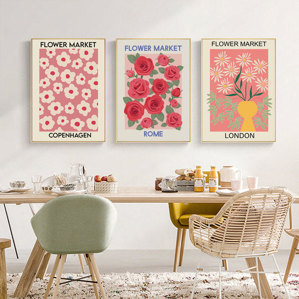 HKM-124115 American Flower Abstract Canvas Decorative Painting – Micro Spray Art on Canvas