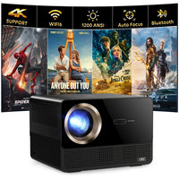 HKM-124115 Portable Home Theater Projector with 1200 Lumens Brightness, 1080P Resolution, Built-In Speakers, and Android 9 Smart TV Features