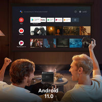 HKM-124115 Portable Home Theater Projector with 1200 Lumens Brightness, 1080P Resolution, Built-In Speakers, and Android 9 Smart TV Features