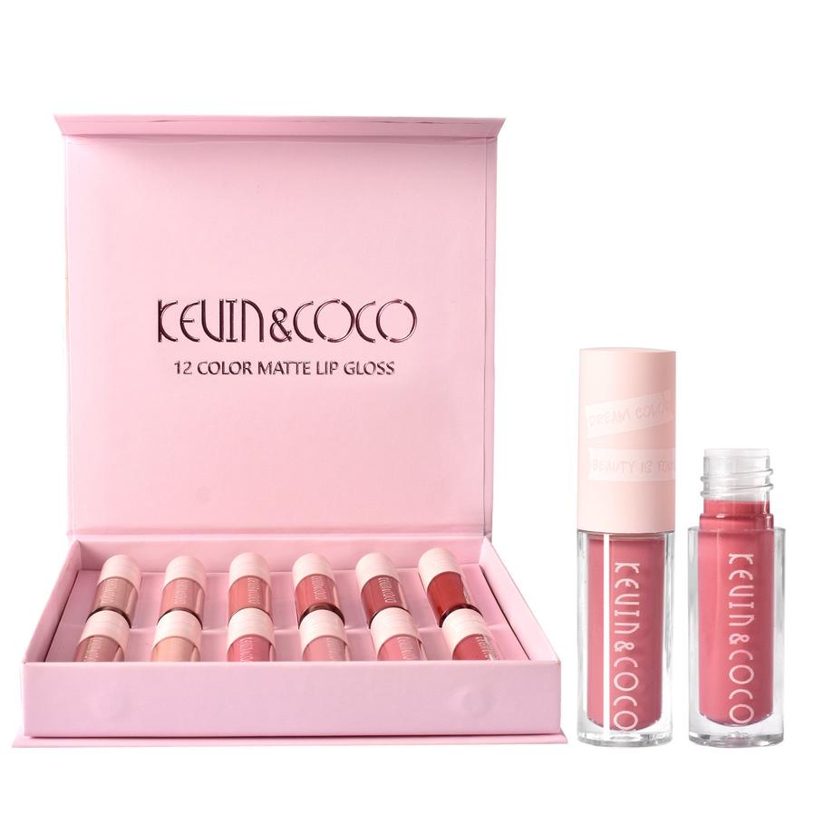 HKM-124179 12-Color Waterproof Lip Gloss Set for Long-Lasting Shine and Hydration