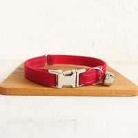 HKM-1242429 Soft Thickened Red Velvet Cat Collar - Available in S and L Sizes