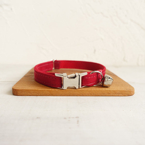 HKM-1242429 Soft Thickened Red Velvet Cat Collar - Available in S and L Sizes