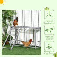 HKM-1244093 Wooden Chicken Activity Playset with Swings, Perches & Ladder for 3–4 Birds - Gray