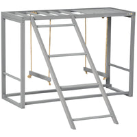 HKM-1244093 Wooden Chicken Activity Playset with Swings, Perches & Ladder for 3–4 Birds - Gray