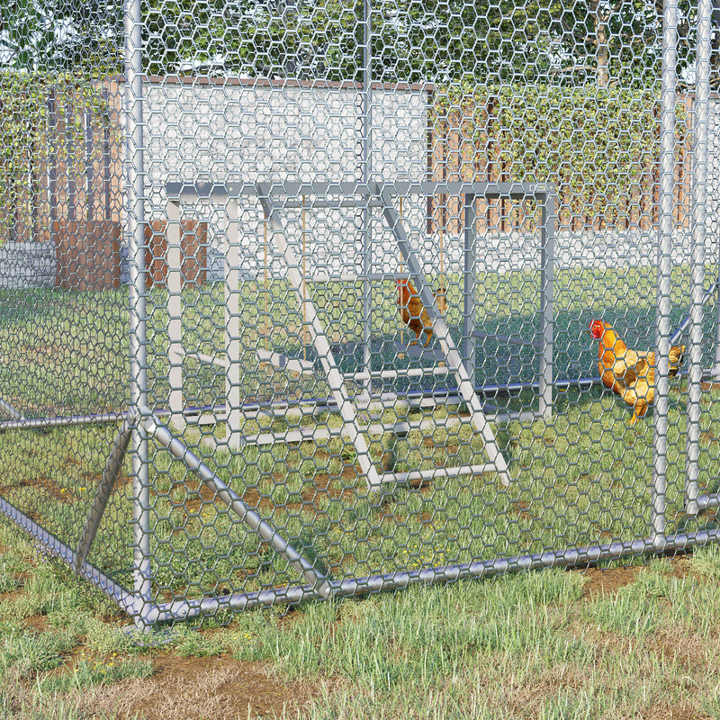 HKM-1244093 Wooden Chicken Activity Playset with Swings, Perches & Ladder for 3–4 Birds - Gray