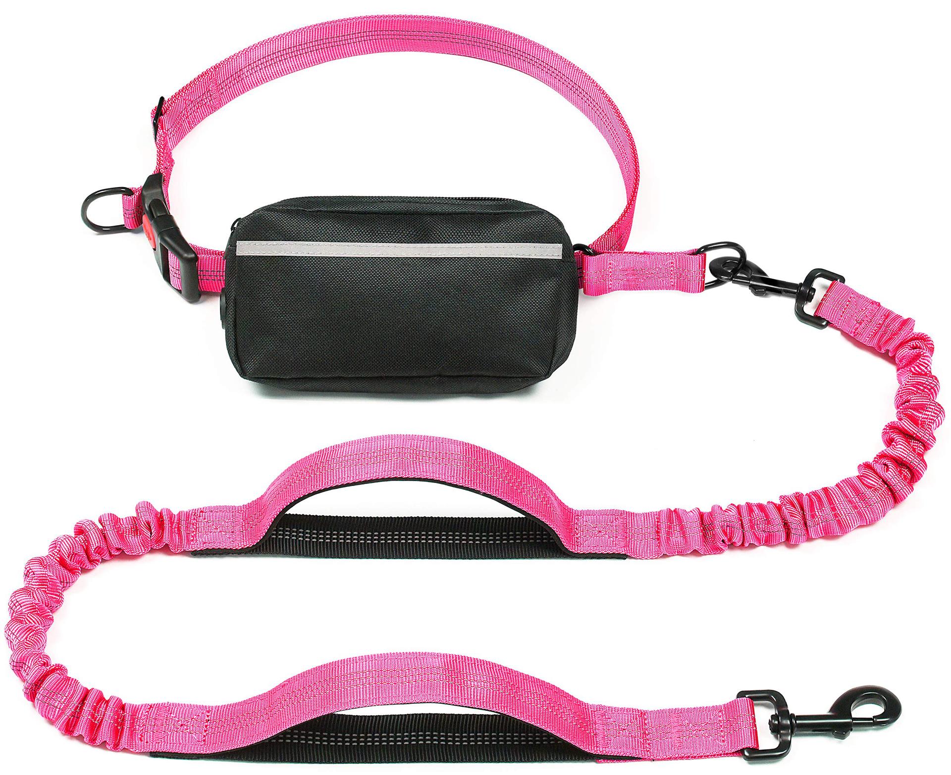 HKM-1244221 Multi-functional Reflective Dog Leash with Waist Pack and Stretch Rope in Multiple Colors