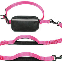 HKM-1244221 Multi-functional Reflective Dog Leash with Waist Pack and Stretch Rope in Multiple Colors