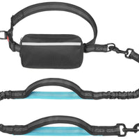 HKM-1244221 Multi-functional Reflective Dog Leash with Waist Pack and Stretch Rope in Multiple Colors