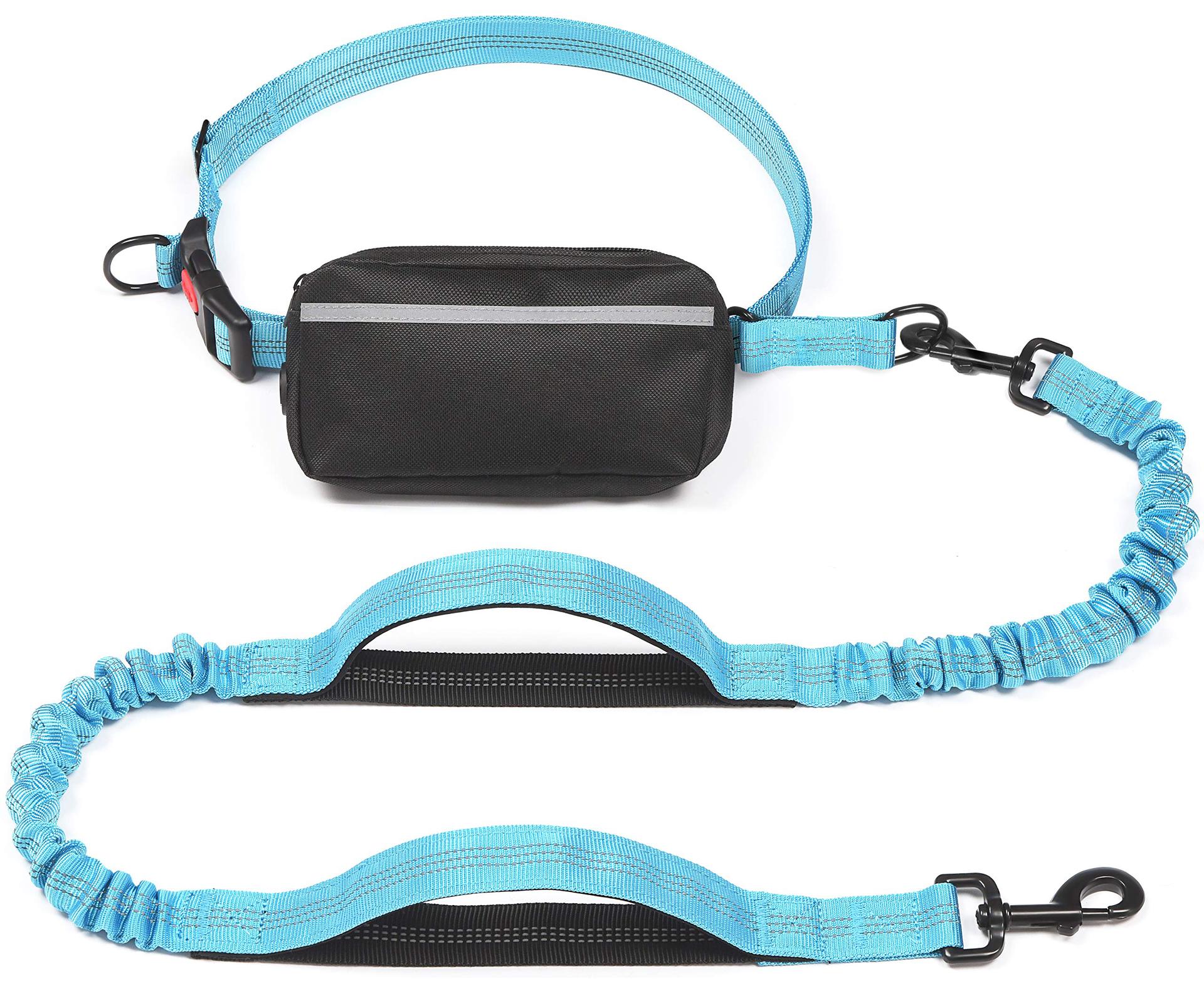 HKM-1244221 Multi-functional Reflective Dog Leash with Waist Pack and Stretch Rope in Multiple Colors