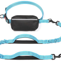 HKM-1244221 Multi-functional Reflective Dog Leash with Waist Pack and Stretch Rope in Multiple Colors