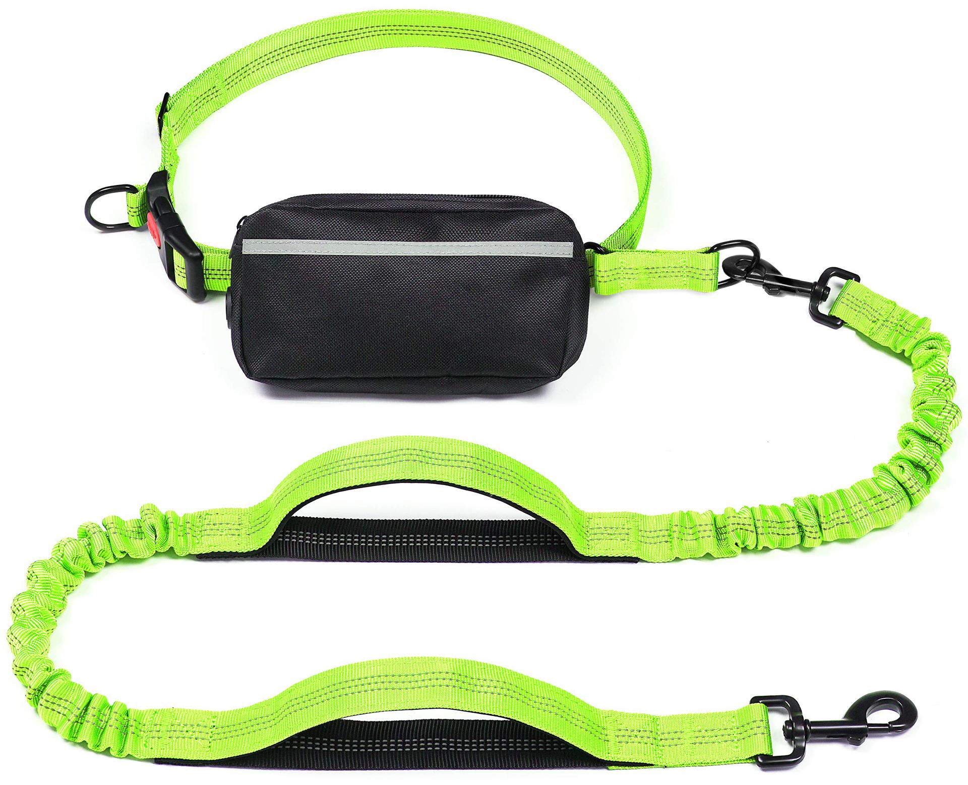 HKM-1244221 Multi-functional Reflective Dog Leash with Waist Pack and Stretch Rope in Multiple Colors