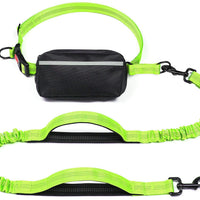 HKM-1244221 Multi-functional Reflective Dog Leash with Waist Pack and Stretch Rope in Multiple Colors