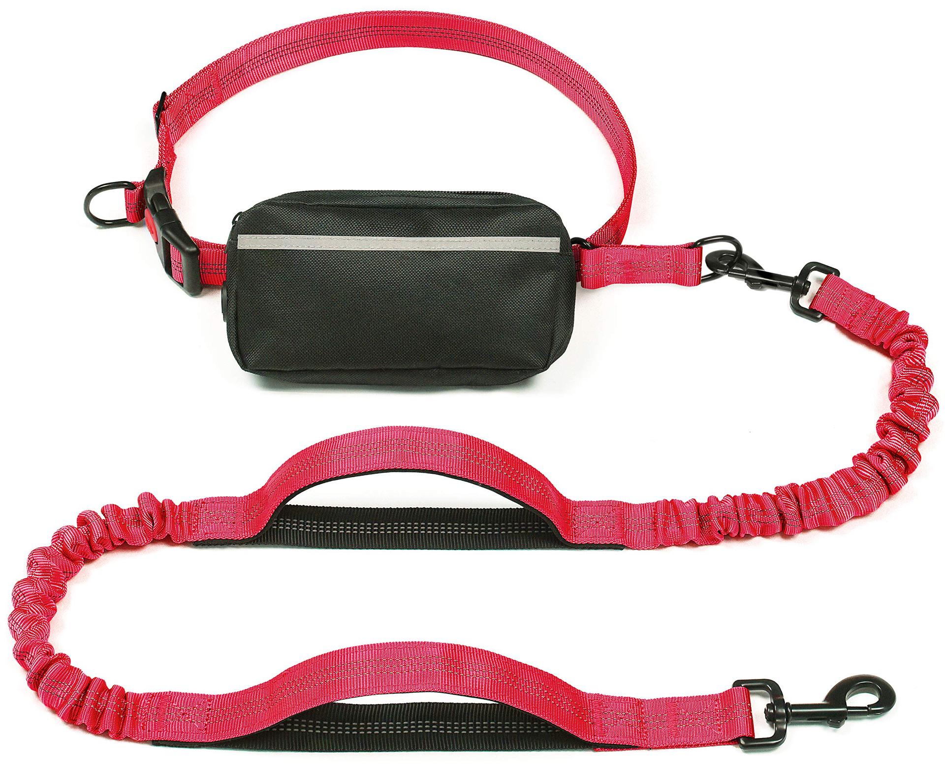 HKM-1244221 Multi-functional Reflective Dog Leash with Waist Pack and Stretch Rope in Multiple Colors