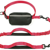 HKM-1244221 Multi-functional Reflective Dog Leash with Waist Pack and Stretch Rope in Multiple Colors