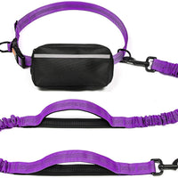 HKM-1244221 Multi-functional Reflective Dog Leash with Waist Pack and Stretch Rope in Multiple Colors