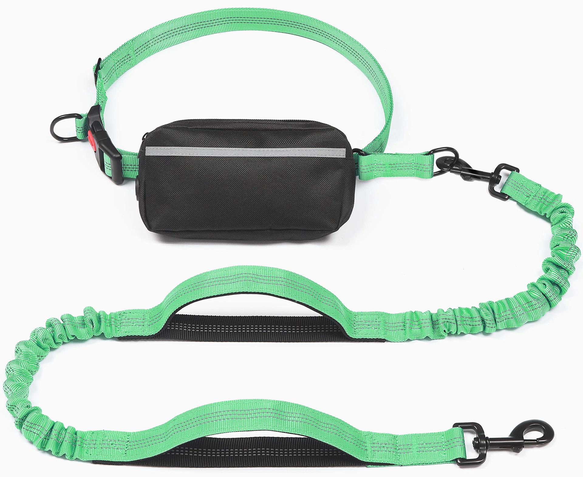 HKM-1244221 Multi-functional Reflective Dog Leash with Waist Pack and Stretch Rope in Multiple Colors
