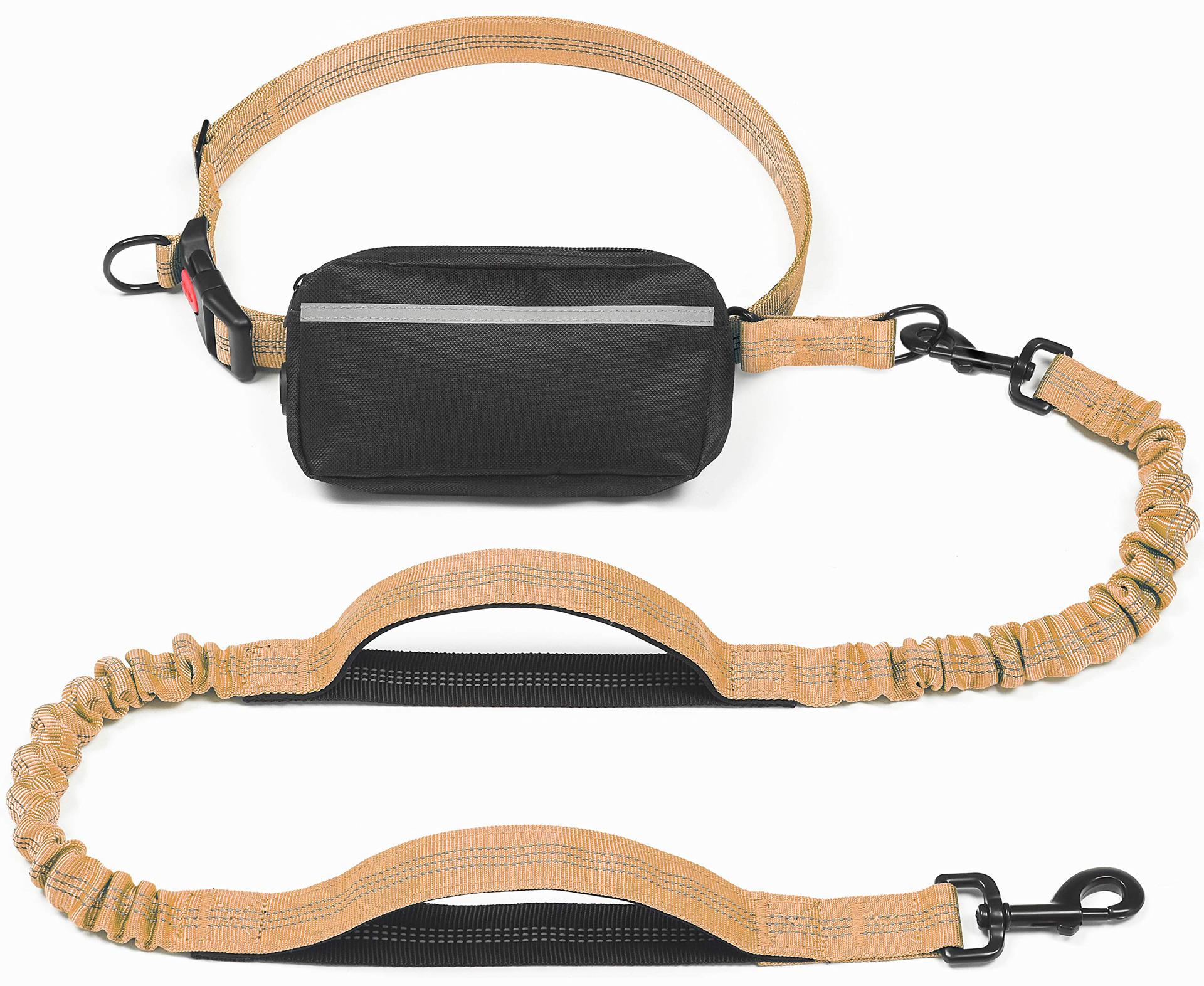 HKM-1244221 Multi-functional Reflective Dog Leash with Waist Pack and Stretch Rope in Multiple Colors