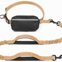 HKM-1244221 Multi-functional Reflective Dog Leash with Waist Pack and Stretch Rope in Multiple Colors