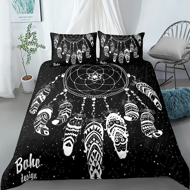HKM-124435 3D Floral Digital Printing Brushed Polyester Bedding Set in Various Sizes