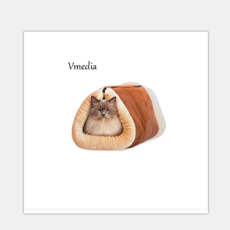 HKM-1244477 Cozy Cat Tunnel Sleeping Bag Nest with Crinkle Sound ¨C Suede and Plush Fabric, 90x75cm