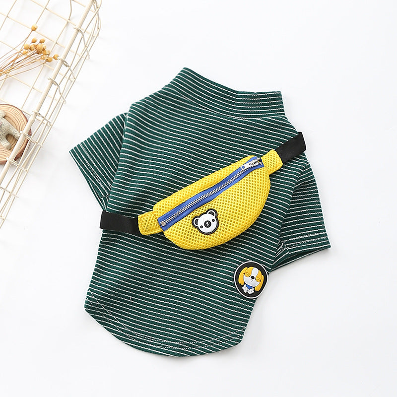 HKM-1244605 Striped Cotton T-Shirt for Dogs - Casual Two-Legged Costume Outfit
